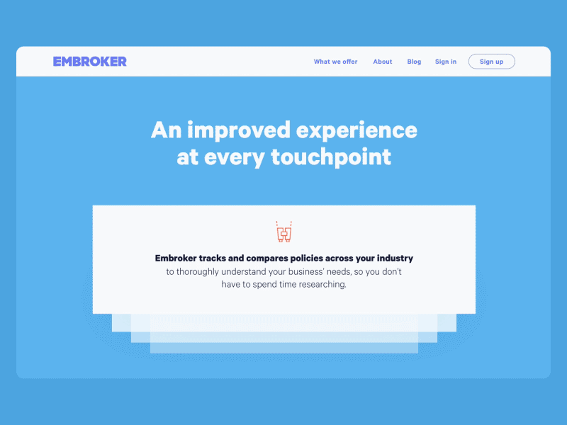 Embroker branding principle prototype scrolling ui web design