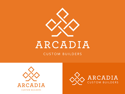 Arcadia Custom Builders - Logo Design - v3 branding builder contractors custom identity line logo mark pattern