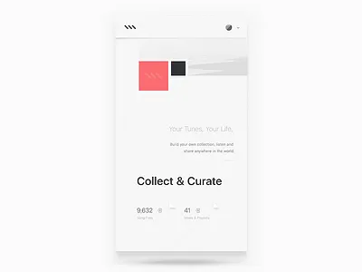 Collect & Curate – MIXIN Music clean interface minimal mixin mobile modern music onboarding rally ui