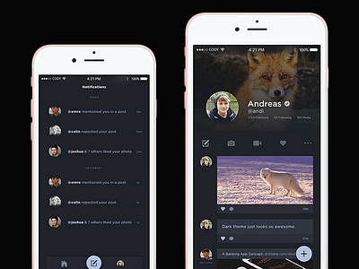 Fresh Profile Page andi cody dark dark theme emre ios iphone profile profile page ui ux verified