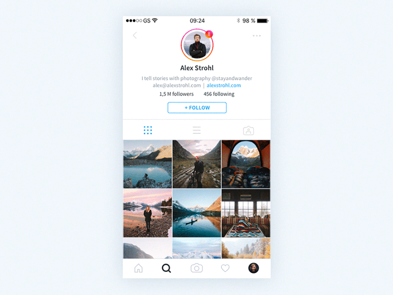 DailyUI #06 - Profile albums app berlin dailyui design instagram interaction muzli profile redesign timeline ui