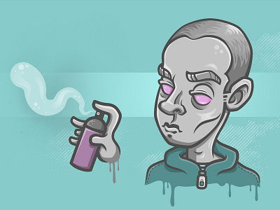 Graffiti Writer character drips graffiti hoodie illustration spraycan