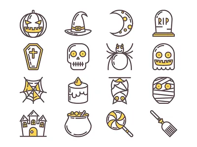 Halloween Icon Set ghost halloween haunted icon line outline pumpkin spooky