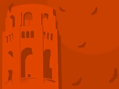 Coit Tower halloween illustration signage