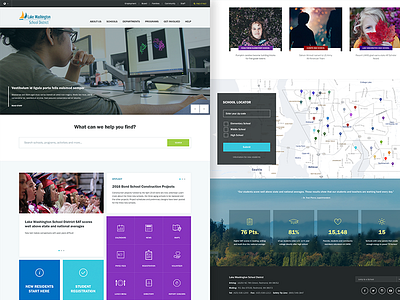 School District Website clean education grid homepage map school students website