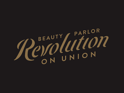 Revolution On Union barber black brand identity gold logo salon type typography