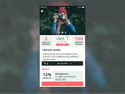 dailyui | profile 006 camping dailyui endeavor goal setting mobile outdoors profile