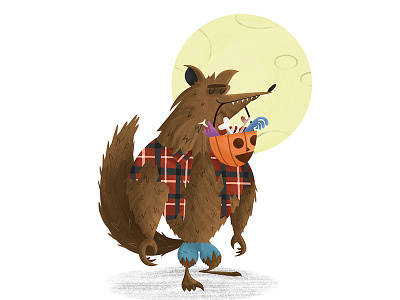 Mr. Howl character design digital art full moon halloween illustration trick or treat werewolf wolf