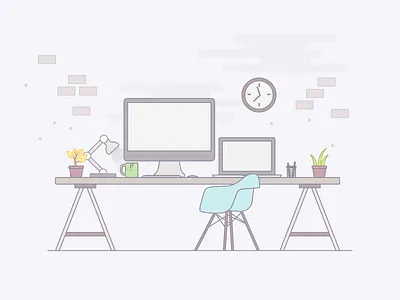 Workspace Desk apple computer desk eames illustration lamp mac workspace