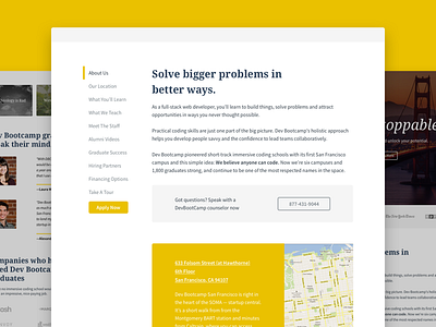 Dev Bootcamp dev bootcamp devbootcamp developer navigation school sidebar website yellow