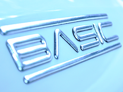 Basic Logo basic chrome letters logo metal metallic minimal motorcycle scooter sign simple typography