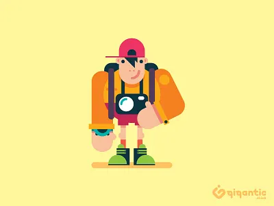 Vlogger character design flat character flat design illustration photographer platformer vector art vlogger