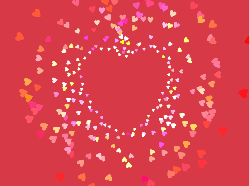 Hearts Glyph Animation 2d animation cloner experiment formula glyph heart path procedural random shape symbol