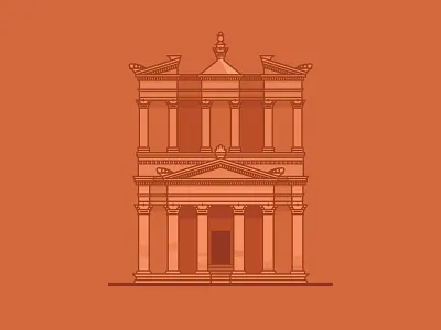 Petra - Jordan alkhazneh petra asia flat historical illustration jordan landmark minimal petra vector