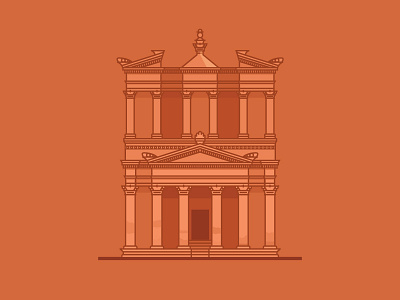 Petra - Jordan alkhazneh petra asia flat historical illustration jordan landmark minimal petra vector