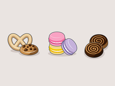 Sweet Icons - Cookies! bretzel chocolate cookies cream food icons icons set macaroni pastries pastry pretzel vector