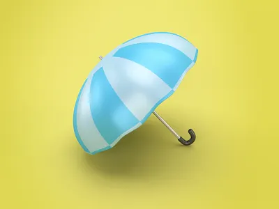 Sunshine on a Rainy Day 3d blue icon modelling render sunshine umbrella yellow