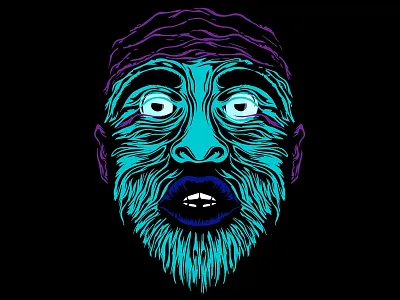 Acid african-american face acid afro art black design face head human line man mask
