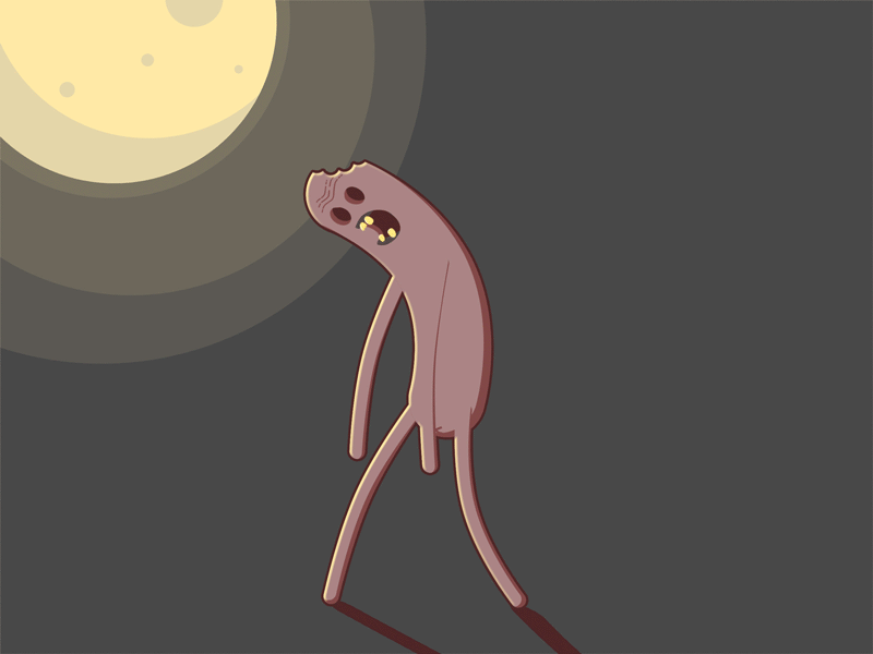 Zombie Wiener after effects bite halloween hot dog moon rubberhose walk cycle wiener zombie