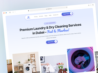 Washon – Modern Laundry Service Website Redesign design drycleaning landingpage laundrywebsite redesign ui ui design ui designer washon webdesign website