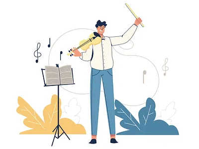 Musician 2D Animation 2d animation art artist band creative industry elegant flat illustration man motion music music lover music performance musician notes orchestra talent violin violinist