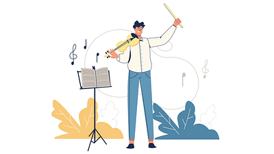 Musician 2D Animation 2d animation art artist band creative industry elegant flat illustration man motion music music lover music performance musician notes orchestra talent violin violinist