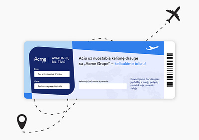 „ACME“ avialinijų bilietas acme aliuslt branding design ticket