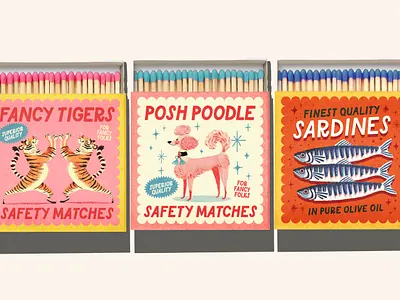 New Font - Lucky Fish! - Use Case sample font matchbox matches packaging retro sardines tiger typeface vintage