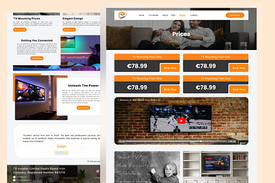 Pricing Page for Tv Installer website animation branding graphic design logo ui