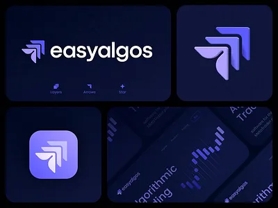 Easyalgos Logo Design ai algo algorithm blockchain branding crypto defi design forex gradient icon identity invest lepisov lettering logo neuronet stocks trading web3