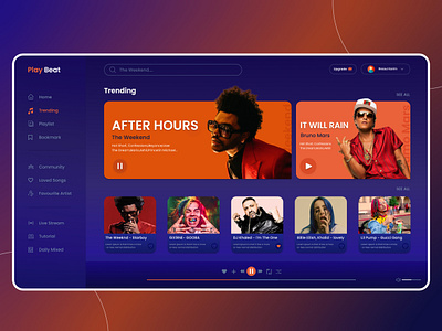 🎵 PlayBeat – Modern & Vibrant Music Streaming UI Design! 🎶 moden music streaming website ui spotify uiux weekend