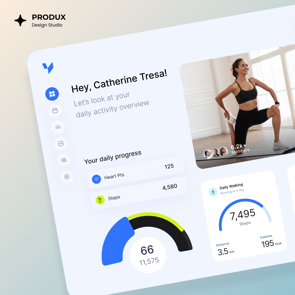 Smart Fitness Tracking User Interface dashboarddesign fitnessgoals fitnesstracking healthapp minimalui wellnesstech