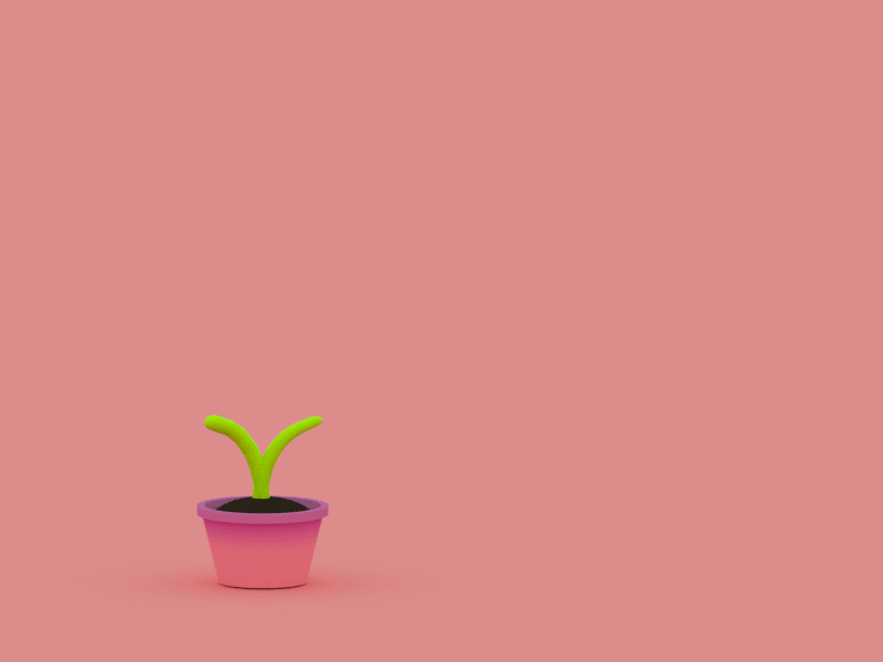 Creepy plant 3d gradient loop. gif mute plant pot succulent timelapse