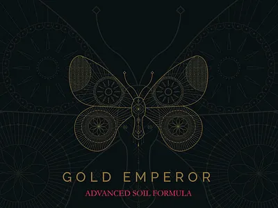 GOLD EMPEROR butterfly clean flying. icon insect label minimal organic outlines simple