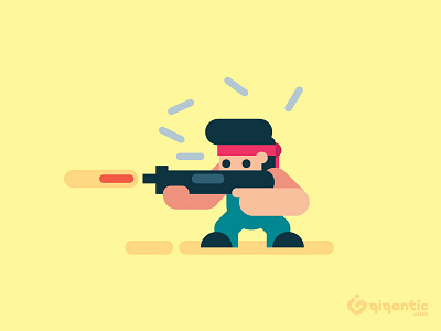 Flat Shooter character design flat character flat design game character gun illustration platformer vector art