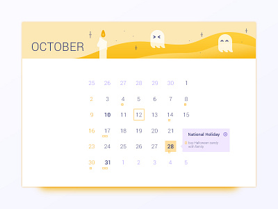 October Calendar UI agenda calendar date halloween illustration journal october planner reminders spooky ui kit widget