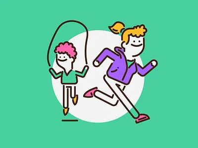 Run character exercise girl illustration kids line art patswerk running sport vector woman