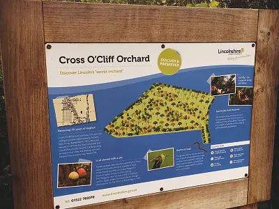 Lincolnshire Council Interpretation Panel design illustration interpretation panel map orchard trees