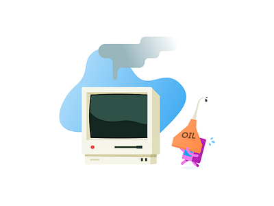 Website Maintenance Illustration computer crt illustration launchtin maintenance monitor oil retro smoke tin vector