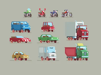 Seznam.cz - transport car designer flat motorcycle seznam vector wacom xara