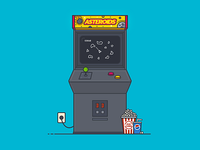 Asteroids Retro Arcade Machine arcade arcade machine asteroids flat game illustration popcorn retro soda space video video game