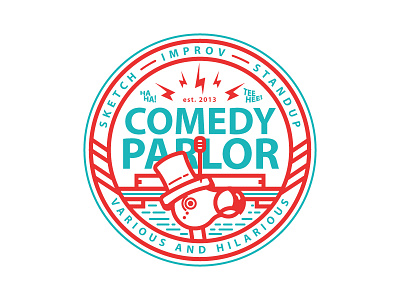 Comedy Parlor Stickers badge brand comedy design illustration line logo oklahoma patch tulsa