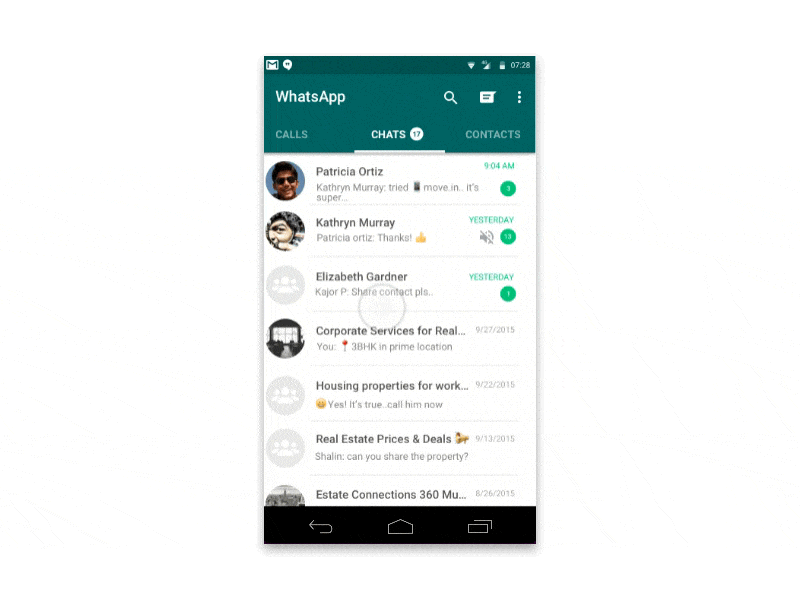 Whatsapp UI Tweak animation chat design flat like motion principle prototype ui ux whatsapp