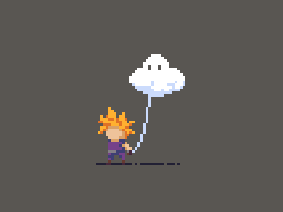 Cloud 8bit final fantasy 7 game art minimalism pixel pixelart