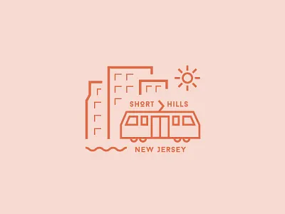 Short Hills buildings car delivery illustration manhattan new jersey railroad skyline subway sun transportation