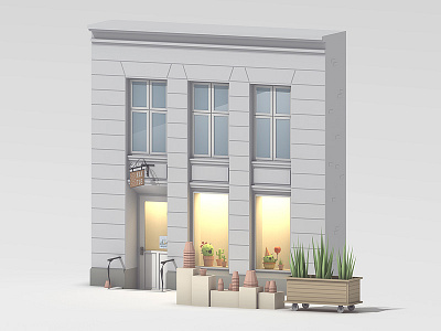 Cactus Shop, Copenhagen 3d architecture blender cactus copenhagen isometric kaktus low poly lowpoly shop