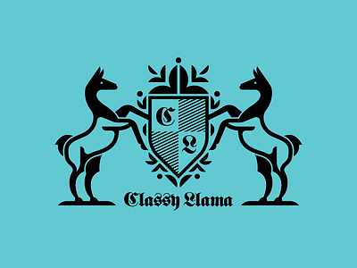 Classy Llama animal brand branding coat of arms crest llama shield