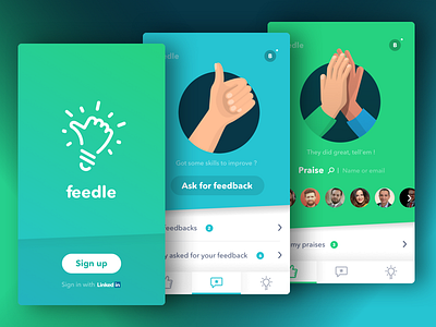 Feedle Uis app cta illustration ios login screens search ui ux