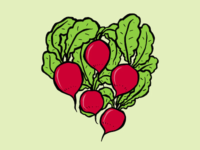 Love for Radishes drawing eat farmers market food fresh produce heart illustration love pop art radish root vegetable