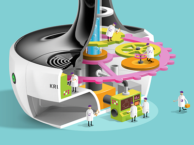 Nescafé Dolce Gusto coffee machine process vector workers